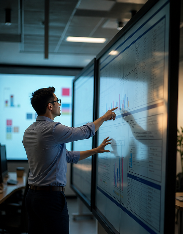 Especialista analisando a estrutura financeira de uma empresa